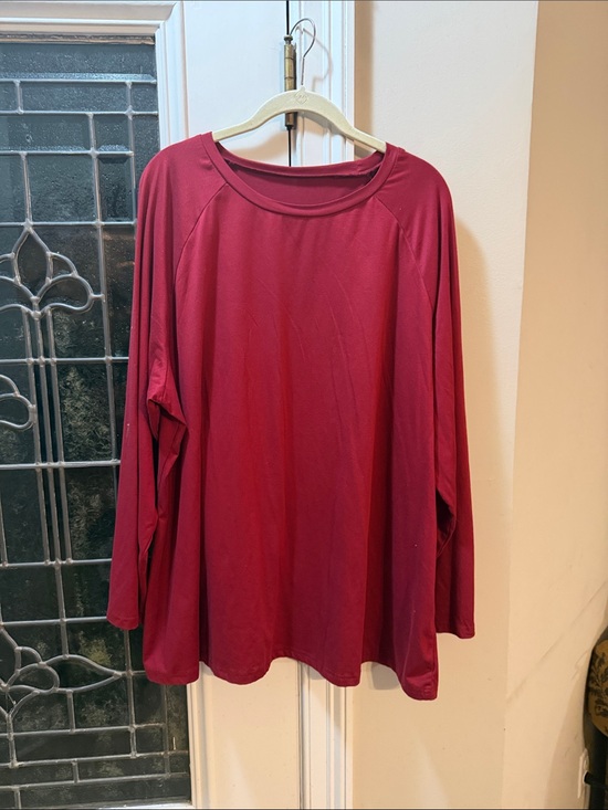 Tops - Women's Long Sleeve Crewneck Top - Burgundy